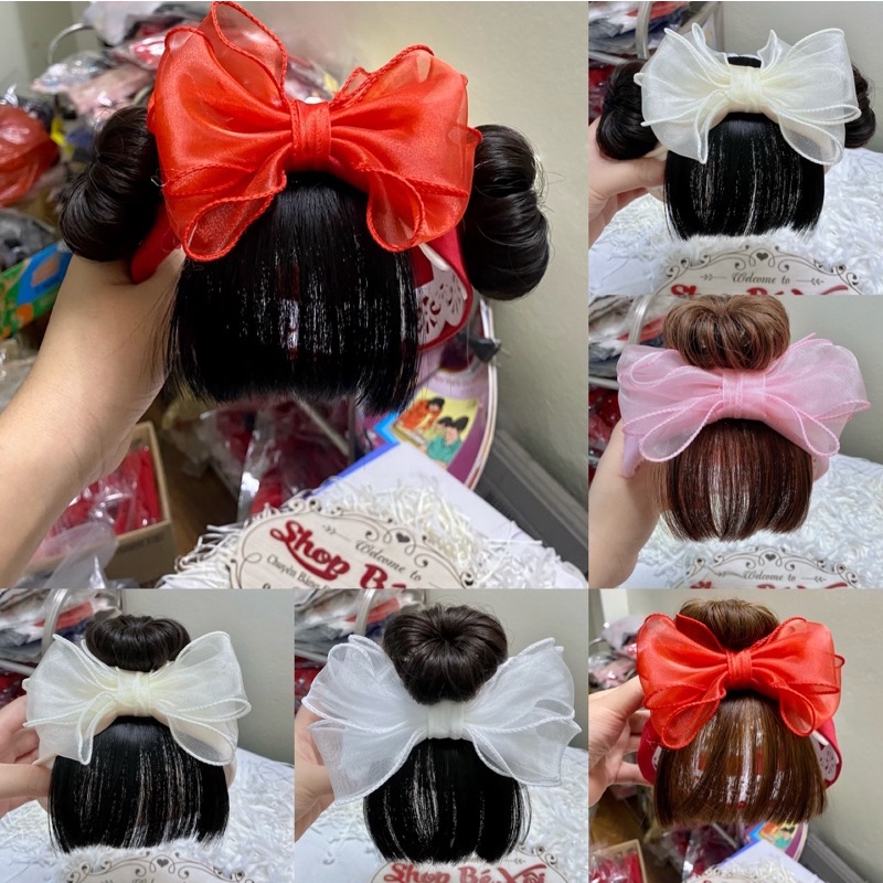 Turban tóc giả cho bé, băng đô tóc giả bé gái