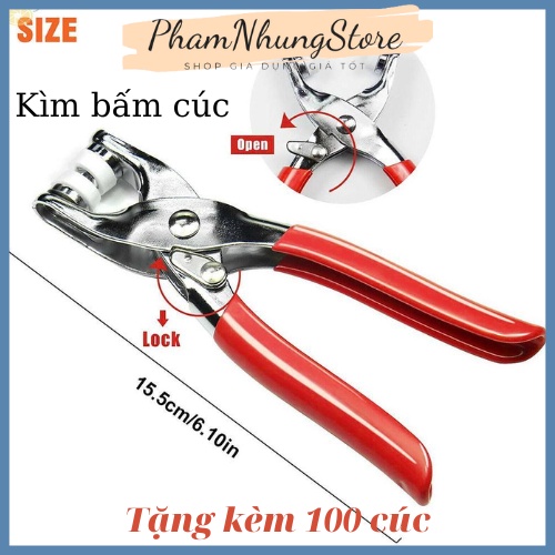 Bộ Kìm Bấm Cúc Vành, Cúc Sắt, Dụng Cụ Bấm Khuy Áo Tiện Dụng Cho Mọi Nhà