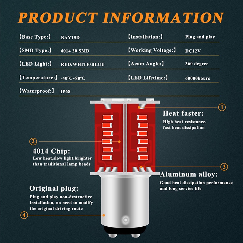 1 Đèn Phanh Xe Hơi / Xe Máy BAY15D P21 / 5W 1157