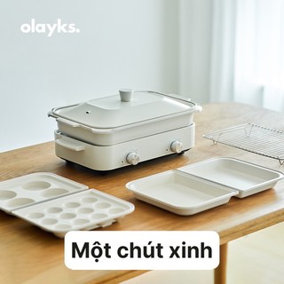Nồi điện đa năng Olayks có đĩa nướng và lầu - Một Chút Xinh