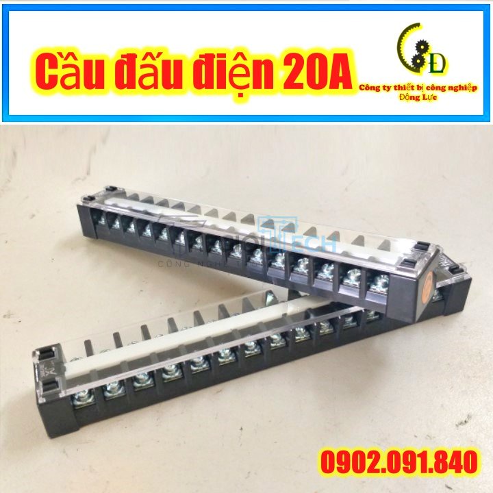 Cầu đấu điện 20A 20 chân, mắt, pha 1 cái 💥Korea💥 Domino terminal block chia dây điện hàng nhập khẩu Hàn Quốc