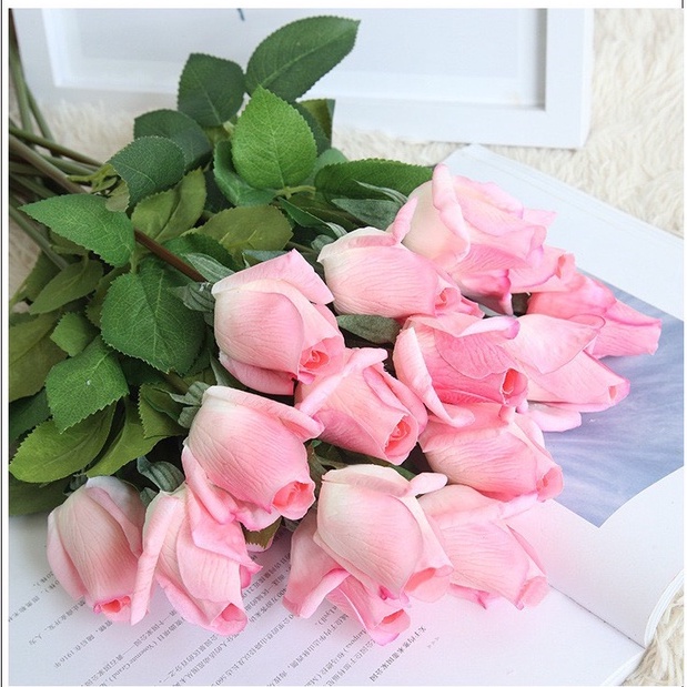 Nụ hoa hồng giống thật - Hoa Giả Decor trang trí, phụ kiện chụp ảnh