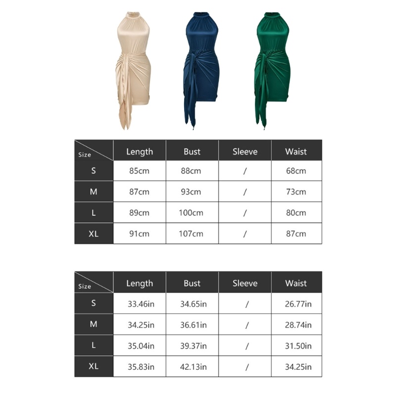 Xiangbao Đầm Mini Ôm Dáng Không Tay Thắt Nơ Eo Bằng Satin Màu Trơn Gợi Cảm Cho