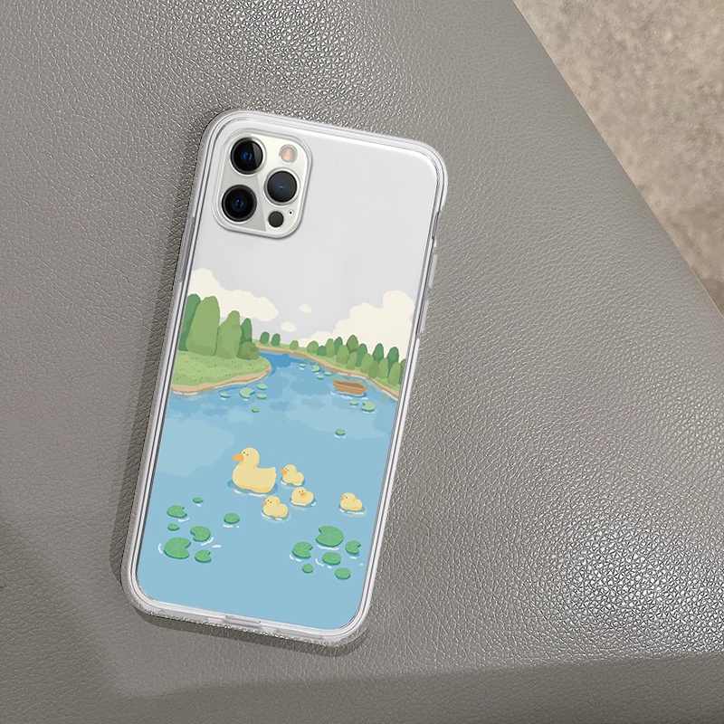 Ốp bảo vệ cam iphone đàn vịt dạo bơi vuông chống sốc 6/6plus/6s/6splus/7/7plus/8/8plus/x/xr/xs/11/12/13/pro/max/plu