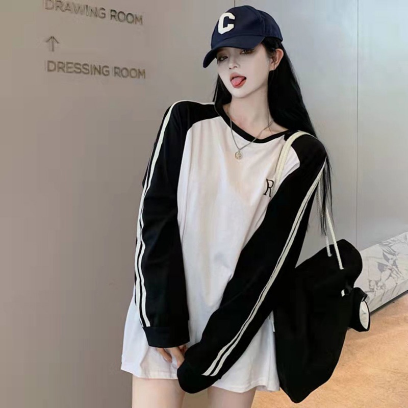 Áo thun IELGY tay dài dáng rộng plus size màu sắc thời trang phong cách Hàn Quốc cho nữ