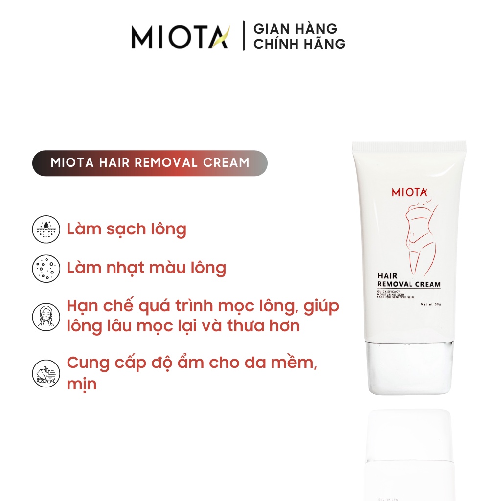 Kem Tẩy Lông Miota Hair Removal Cream Làm Sạch Lông An Toàn Cho Da Nhạy Cảm 50g