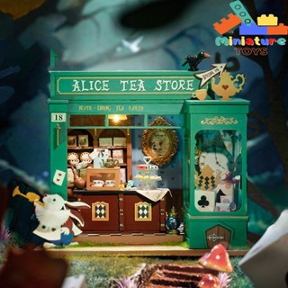Nhà búp bê Rolife Robotime Alice's Tea Store DIY Miniature House Kit DG156 - Quà tặng giáng sinh tự lắp ráp bằng gỗ