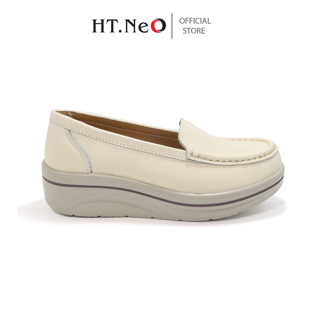 Giày đế bằng - Giày moca nữ HT.NEO da bò thật ,thiết kế trẻ trung ,năng động ,đế cao 5cm giúp tôn dáng tăng chiều cao