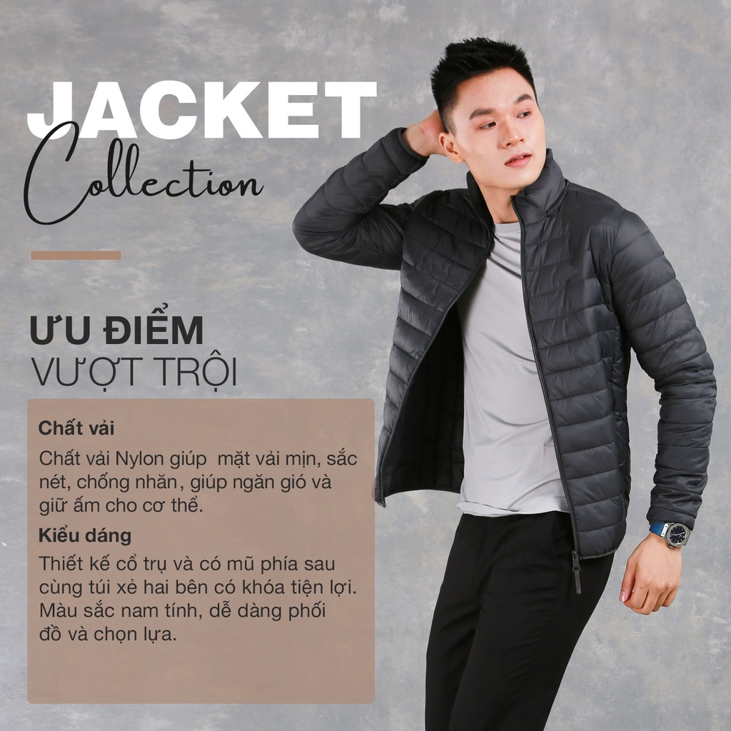 Áo phao nam siêu nhẹ, chất liệu giữ nhiệt chống thấm nước form dáng vừa vặn, mũ có thể tháo.