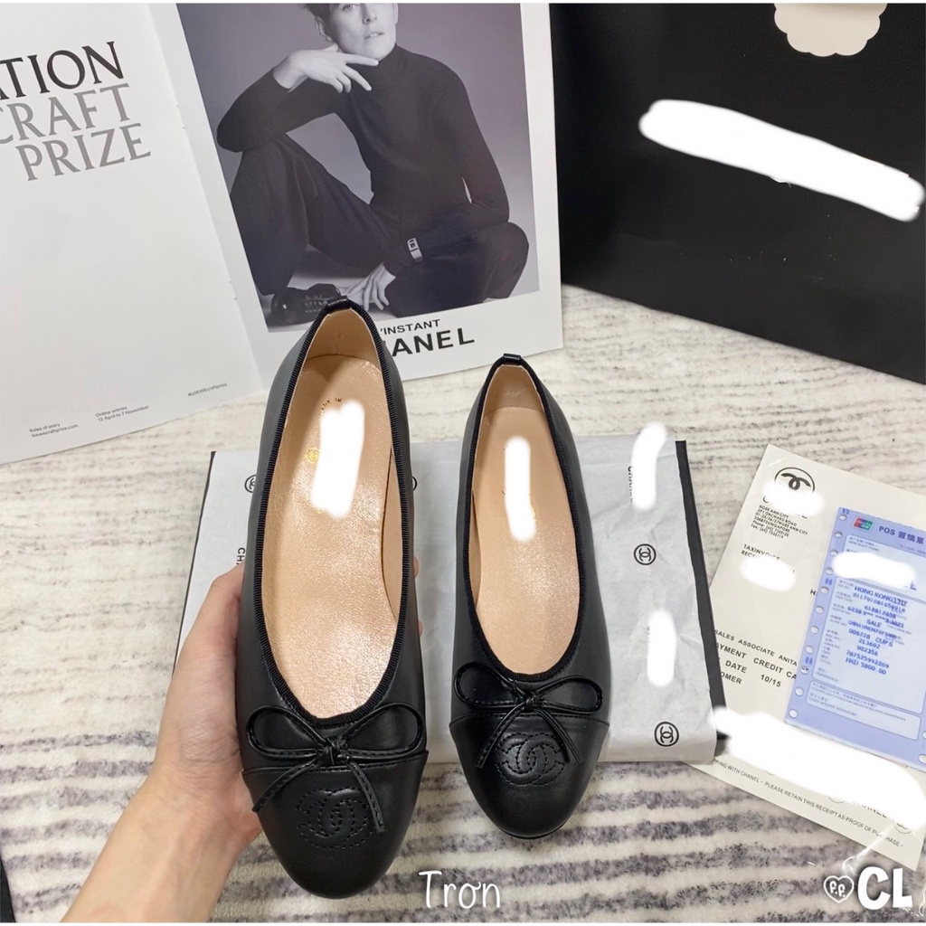 Giày búp bê đế bằng mũi tròn full phụ kiện