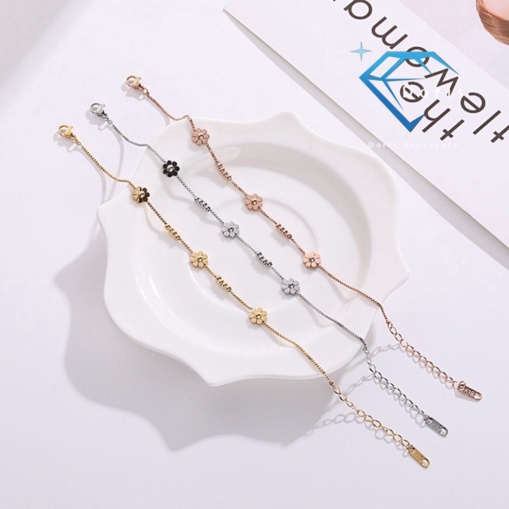 Lắc chân nữ Doris titan hoa bi Gold / Silver / Rose Gold O1-211