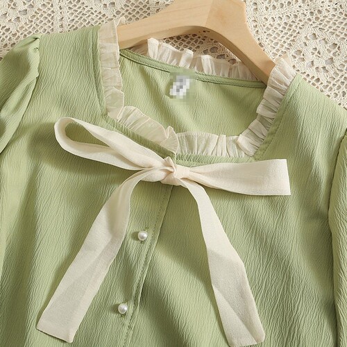 Áo kiểu công sở nữ kiểu dáng ulzzang tay dài thắt nơ nữ tính