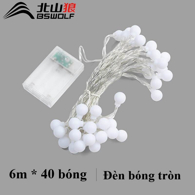 Đèn led dây trang trí bóng tròn, bóng ngôi sao dùng pin BSW-DJ021. Nhiều đội dài cho trang trí cơ động.