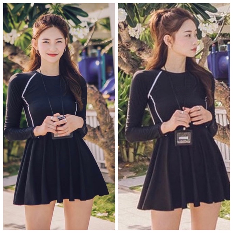 Bikini đồ bơi một mảnh  đi biển tay dài dây kéo phía sau kín đáo MS-P016