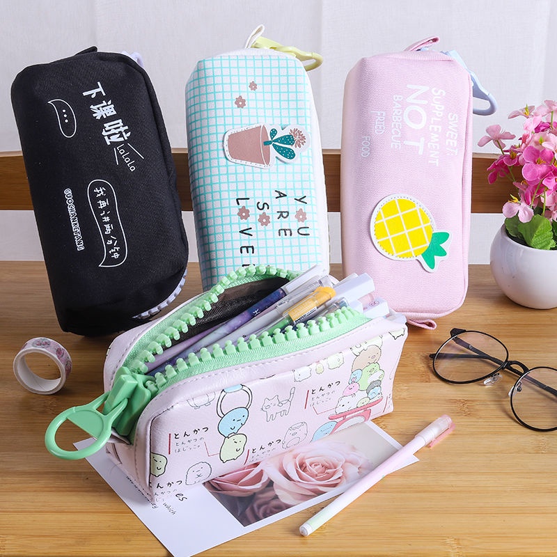 Túi Đựng Bút Chì Sức Chứa Lớn Có Dây Kéo Đơn Giản Dễ Thương Cho Học Sinh Tiểu Học