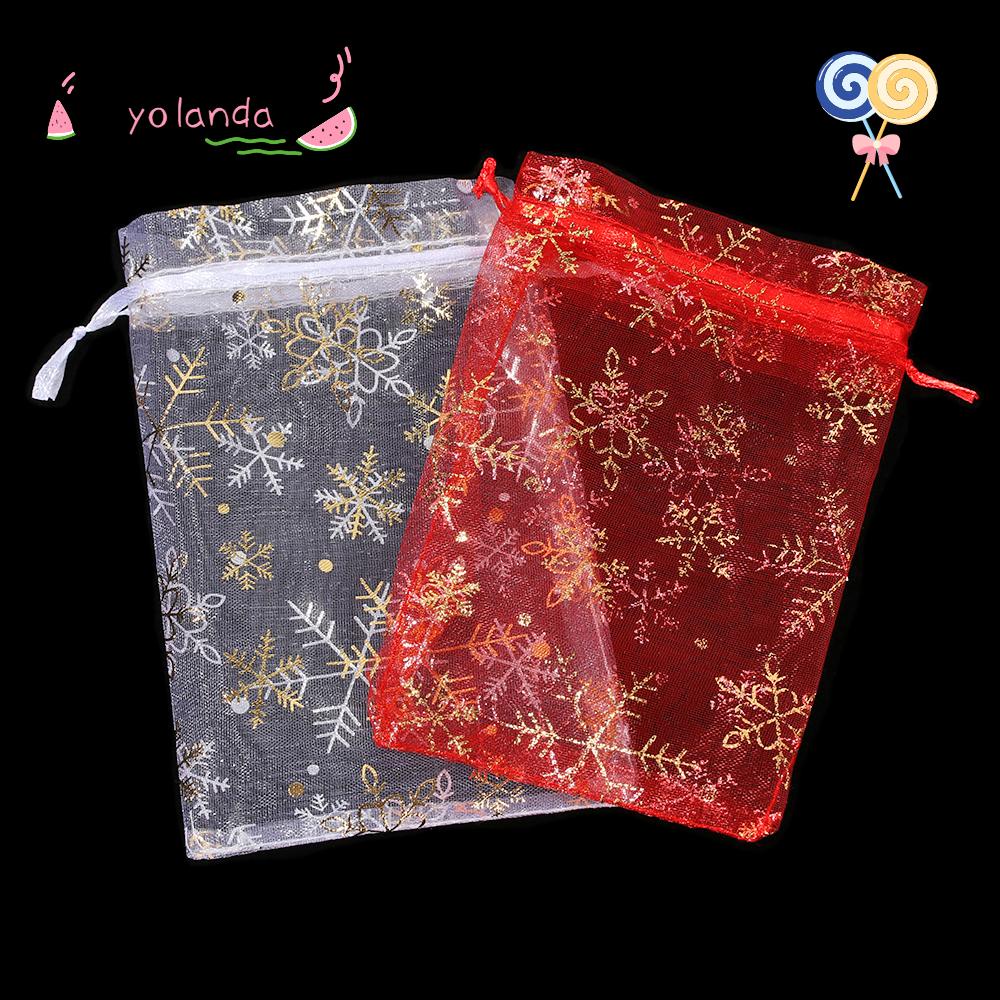 Bộ 50 Túi Đựng Quà Thiết Kế Bông Tuyết Đỏ / Trắng