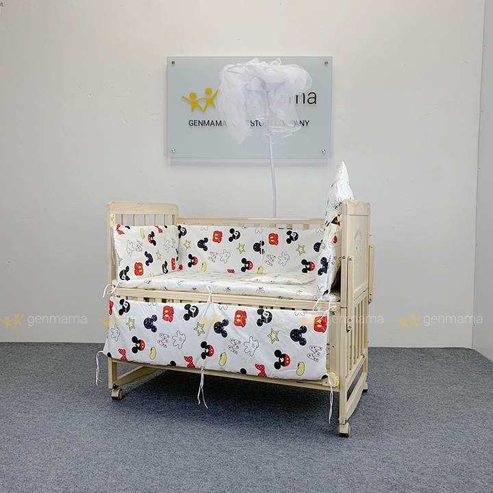 Quây cũi vải hoàng gia , quây xung quanh cũi bảo vệ bé chất liệu cotton GM-Q105 GENMAMA