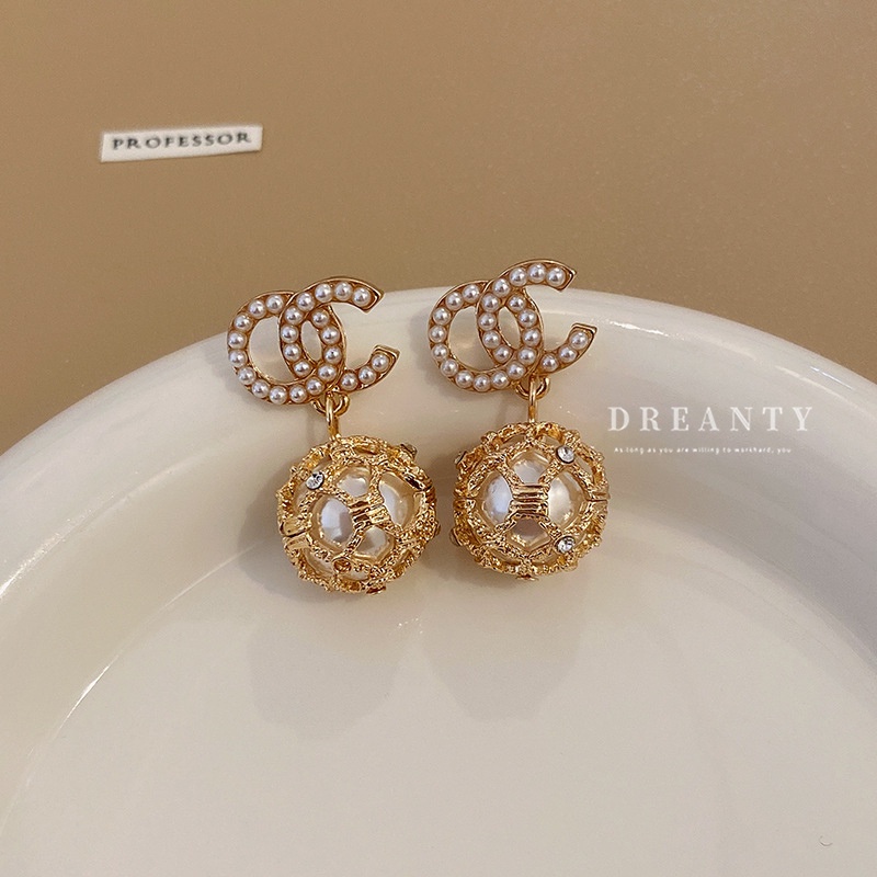 Bông Tai Mạ Bạc Đính Ngọc Trai Và Kim Cương Nhân Tạo Thời Trang