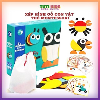 Bộ đồ chơi ghép hình gỗ các con vật montessori - phát triển kỹ năng tư duy, quà tặng sinh nhật, noen cho bé từ tutikids