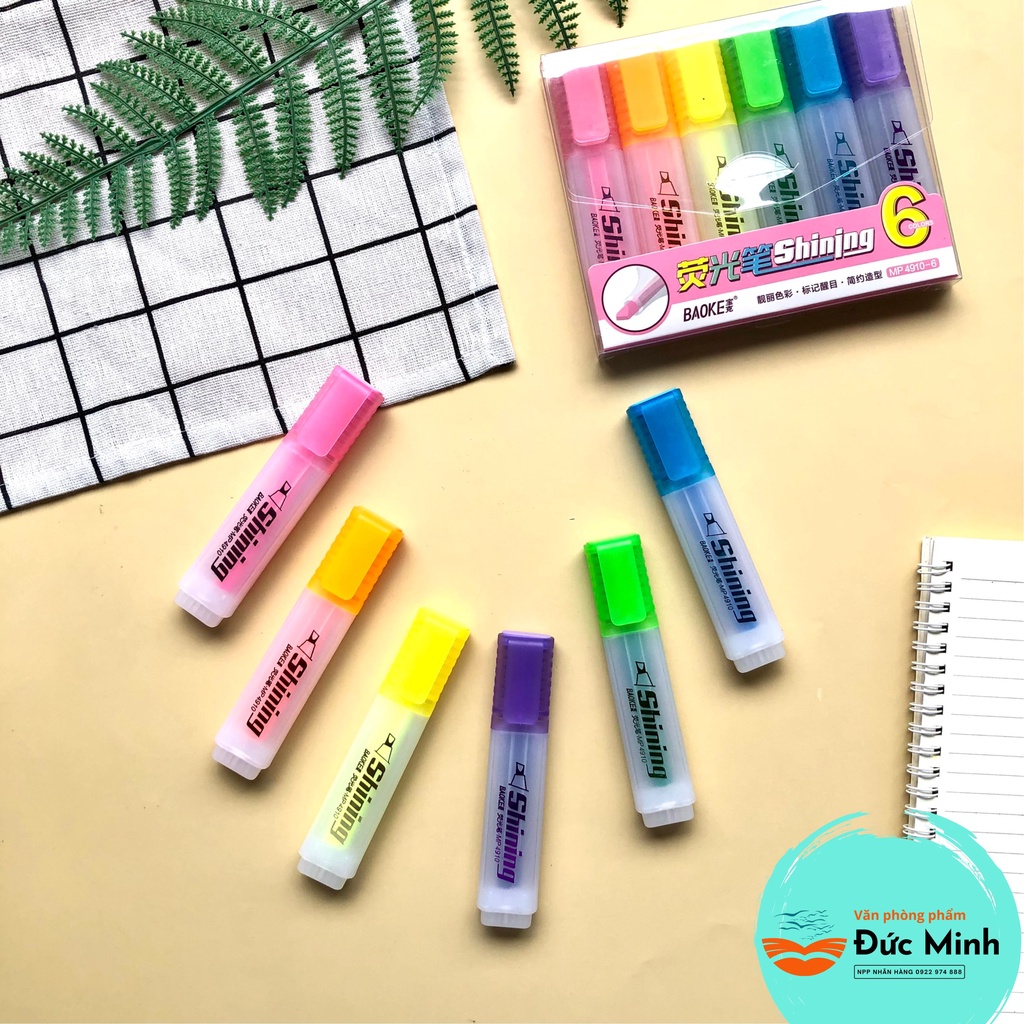 Bộ 6 bút nhớ dòng Highlight RUI 5 mẫu lựa chọn - màu sắc tươi tắn - dành cho văn phòng/học sinh - sỉ/lẻ vpp Diệp Lạc
