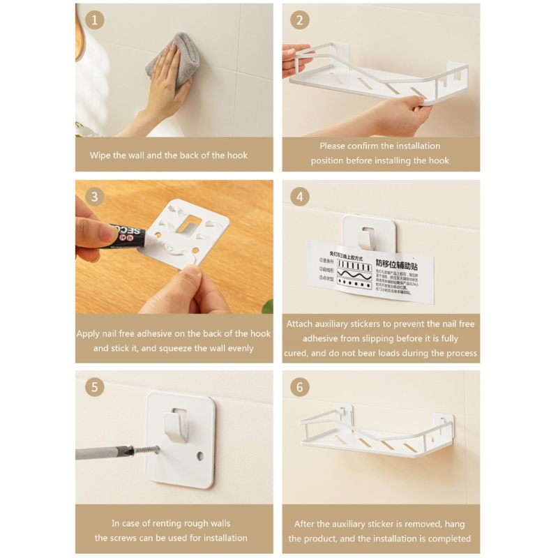 Giá Đỡ Lọ Gia Vị Gắn Tường Không Cần Đục Lỗ Đa Năng Cho Nhà Bếp / Phòng Tắm