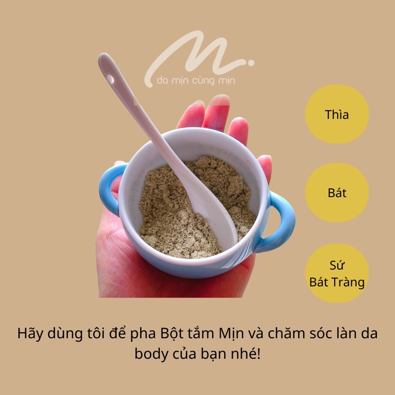 Bộ thìa và cốc sứ pha bột tắm/ mặt nạ