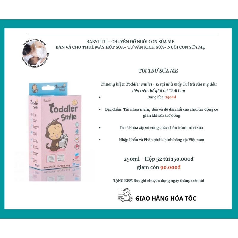 Túi trữ sữa mẹ Toddler Khỉ 52 túi