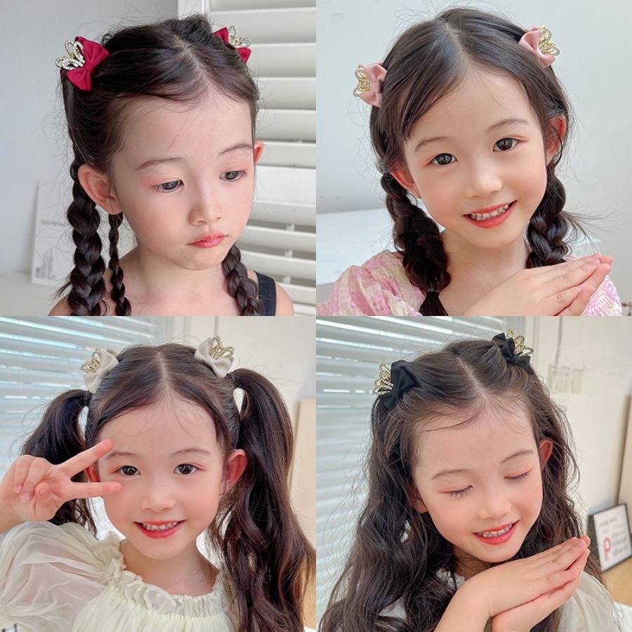 Kẹp Tóc Hình Nơ Đính Đá Dễ Thương Cho Bé Gái