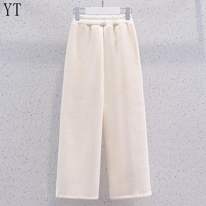 Quần Nhung Dài Ống Rộng Dáng Suông Thời Trang Thu Đông Cho Bé Gái