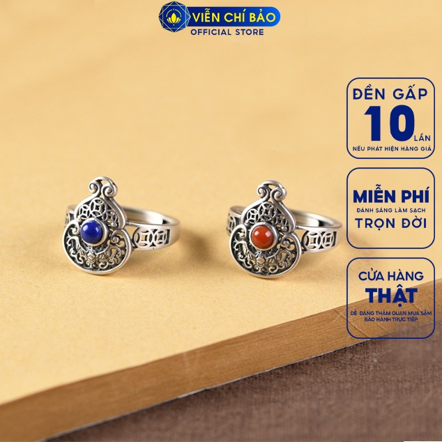 Nhẫn hồ lô - xanh, đỏ chất liệu bạc Thái 925 thời trang phụ kiện trang sức nữ Viễn Chí Bảo  N000768