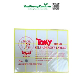 Giấy decan, nhãn dán Tomy A5 các số