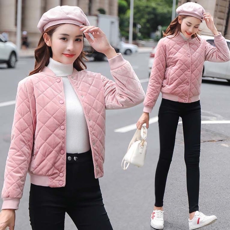 Áo khoác len trần bông nhung ấm áp mùa đông