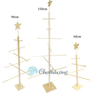  Cây thông noel gỗ thông cao 60cm 90cm lắp ráp gọn nhẹ decor handmade - Cây thông noel mini trang trí giáng sinh 