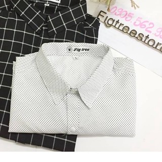 Áo sơ mi nam chấm bi đen nền trắng sành điệu