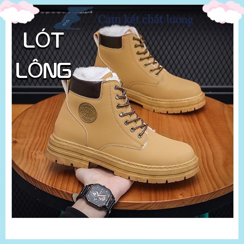 Giày Bốt Martin Cổ Cao Lót Nhung Cotton Giữ Ấm Thời Trang Thu Đông 2022 V003 Cho Nam