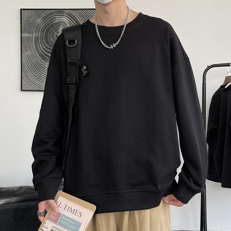 Áo sweater trơn nam nữ 2 màu đen, trắng form rộng, áo tay dài unisex nỉ bông dày mềm mịn cao cấp hot 2022