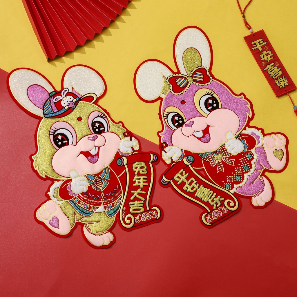 Hàng Bán Chạy Nhãn Dán Hình Thỏ Hoàng Đạo Ba Chiều Thủ Công Ba Chiều Tinh Tế Dễ Thương Cho Lễ Hội Mùa Xuân Co