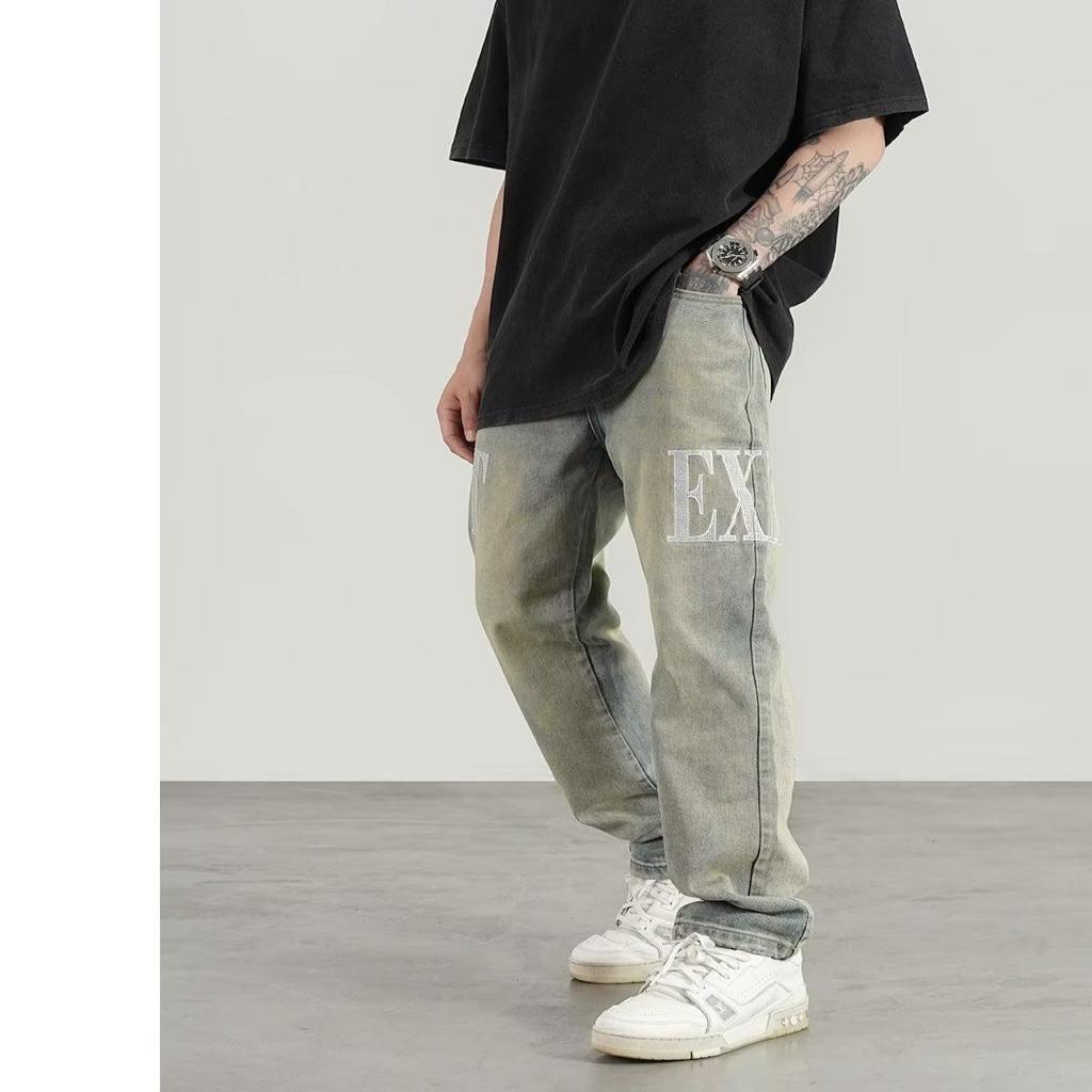 Quần Jean Dài Dáng Ôm Thêu Họa Tiết Phong Cách Âu Mỹ Thời Trang Cao Cấp Cho Nam Và Nữ