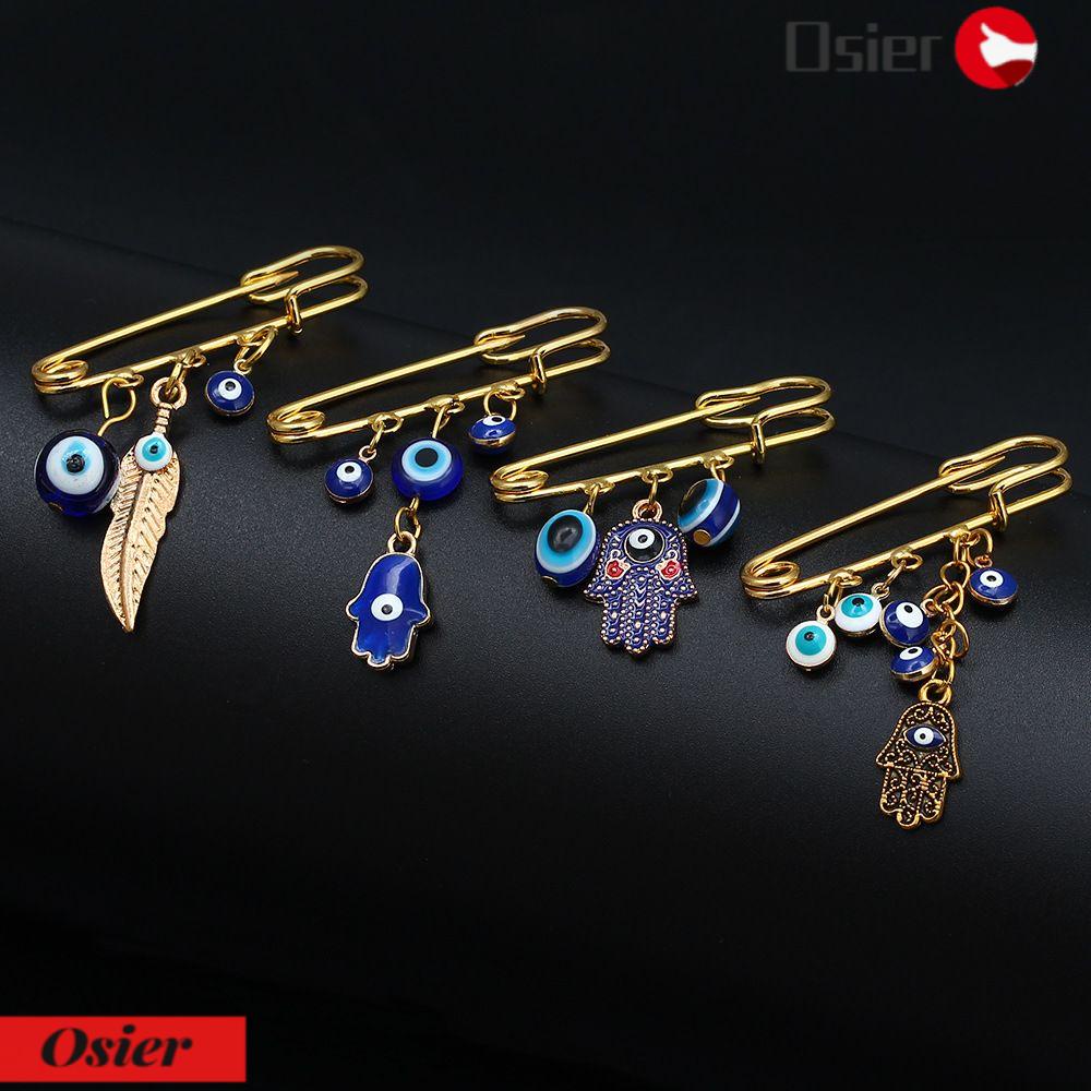 Ghim Cài Áo Hình Hamsa Xanh Dương Bằng Hợp Kim Trang Trí Túi Xách 1 Cái