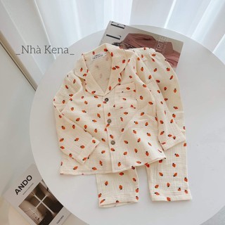 Pijama dài tay vải xô muslin cho bé gái