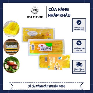 Củ cải muối vàng hàn quốc cắt sợi dùng cuộn kimbap hộp 400g - 롤을 사용한 한국식 노란 소금무 컷 원사