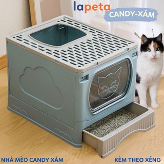 Nhà vệ sinh cho mèo size lớn có ngăn kéo khép kín chống văng cửa ra vào riêng kèm xẻng