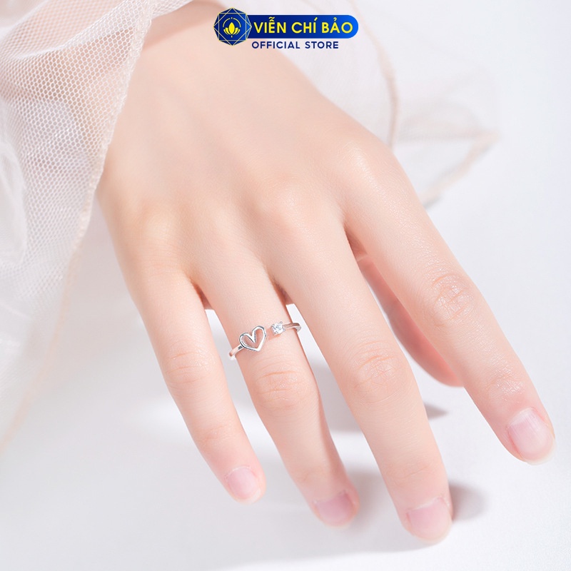 Nhẫn bạc nữ trái tim đá trắng hở chất liệu bạc 925 thời trang phụ kiện trang sức nữ Viễn Chí Bảo N400187