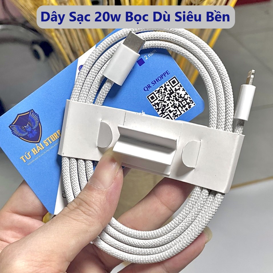 Dây Sạc Type C 20W Bọc Dù Siêu Bền, Cáp Sạc Nhanh 20W Hỗ Trợ Sạc Siêu Nhanh - Dùng Cho Các Máy từ 6-14Prm - TuHaiStore