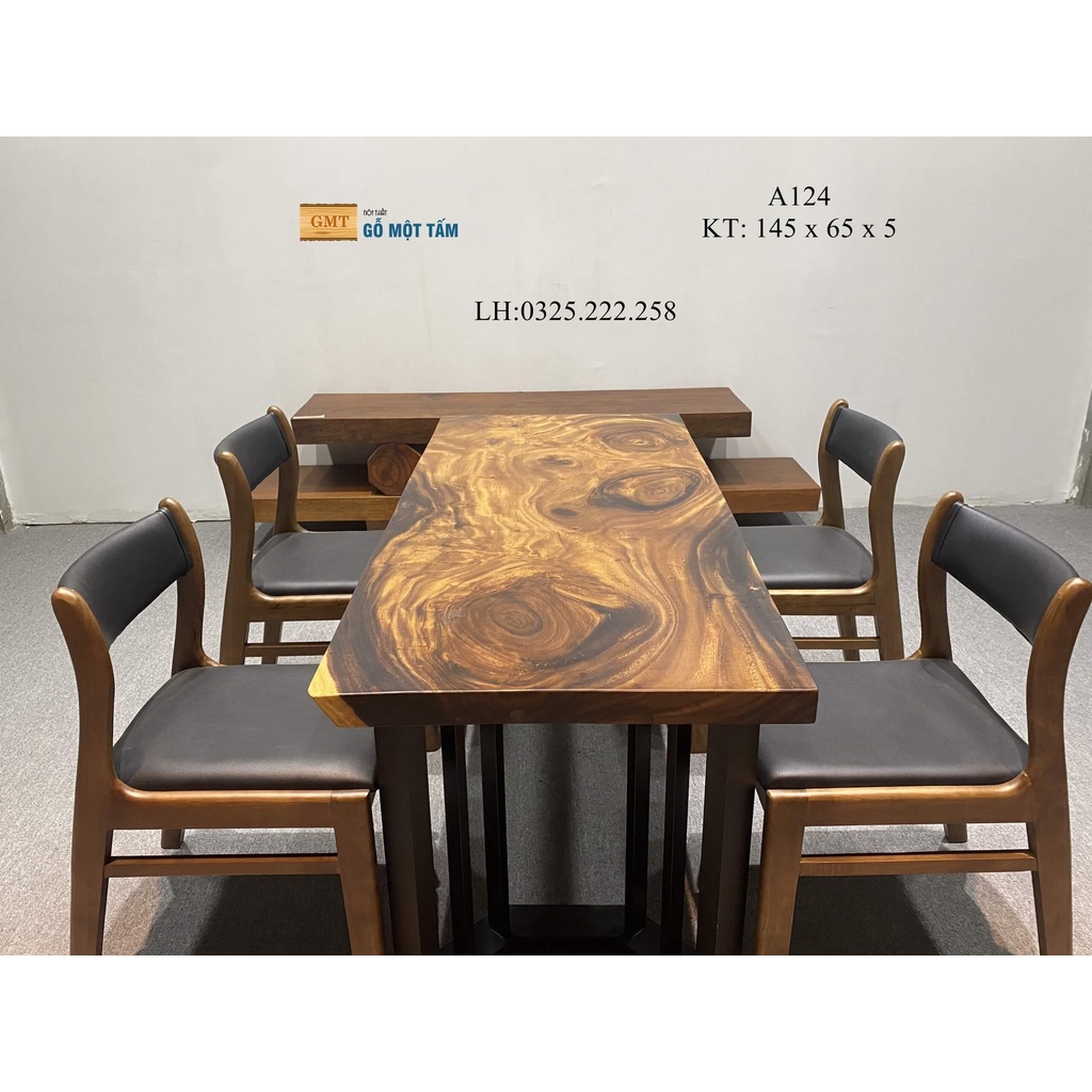Mặt Bàn Ăn Gỗ Me Tây, Bàn Làm Việc Gỗ Me Tây Dài 1,45m Rộng 65cm Dày 5cm