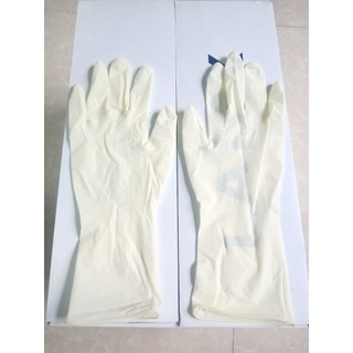 Thùng 10 hộp 100 chiếc găng tay y tế Latex Mega glove tay dài 29cm có bột/không bột, size S, M