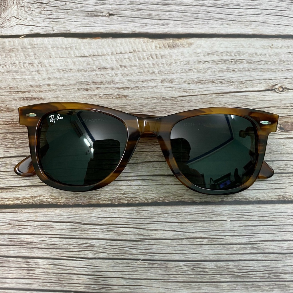Kính Mát Rayban Wayfarer Tròng Thủy Tinh Chống UV, Gọng Đồi Mồi Unisex Thời Trang