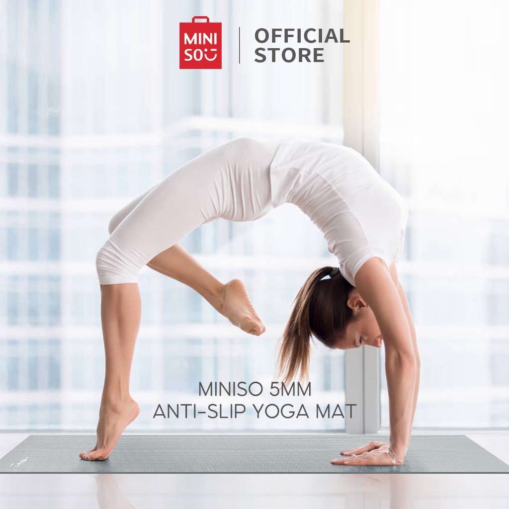 Thảm tập yoga Miniso dày 5mm chống trơn trượt 2 mặt cao cấp