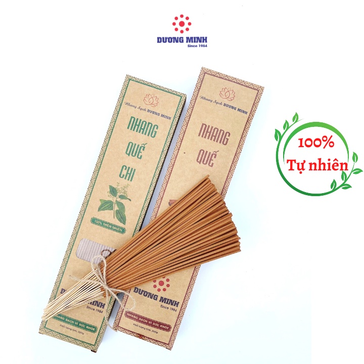 Nhang quế tự nhiên hộp 140cây Dương Minh nhang sạch 40cm 100% thành phần organic nhang thơm hương quế không hóa chất