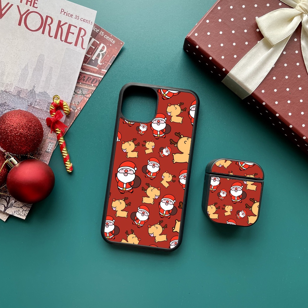 Combo Ốp lưng iPhone và Case Airpods Unique Case họa tiết Giáng Sinh CB018